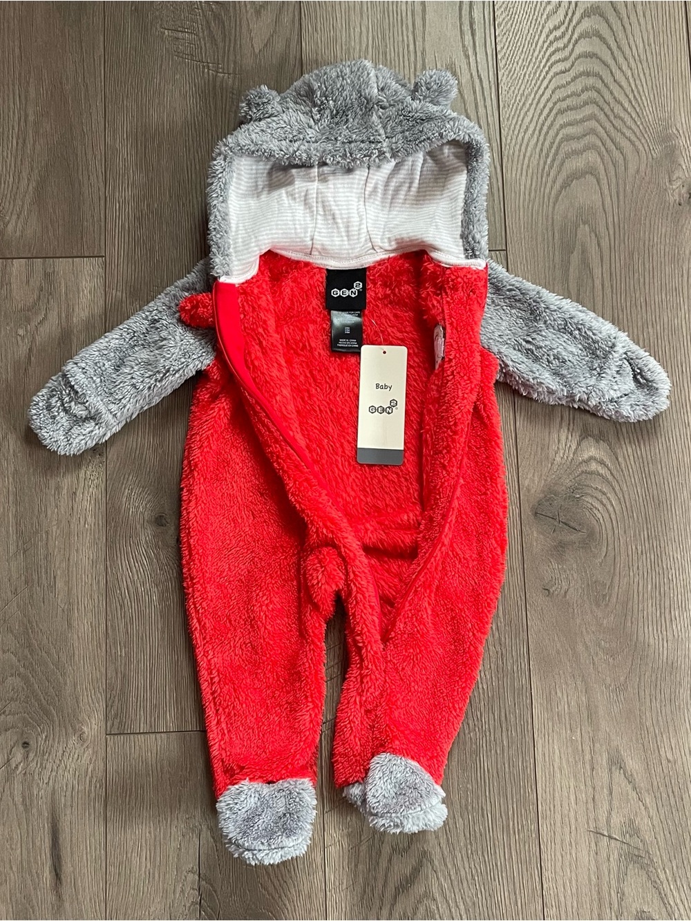 NWT Gen2 Ohio State Buckeyes 3/6m Fleece Bear Ear Zipper Baby Bunting - Picture 5 of 6
